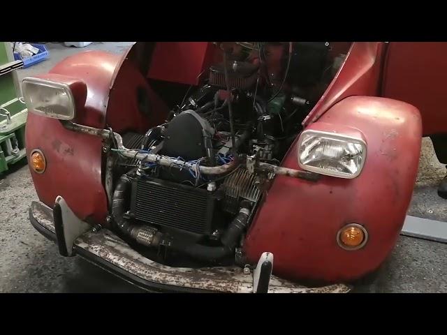 Citroen 2CV mit BMW R1100RS Boxermotor! Ton an!