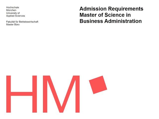 Master Business Administration - Admission Requirements