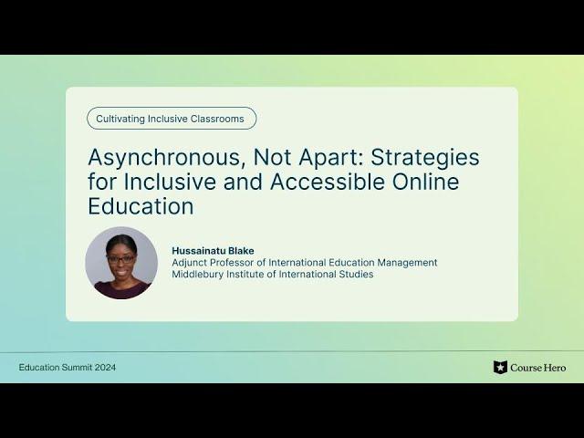 Asynchronous, Not Apart: Strategies for Inclusive and Accessible Online Education