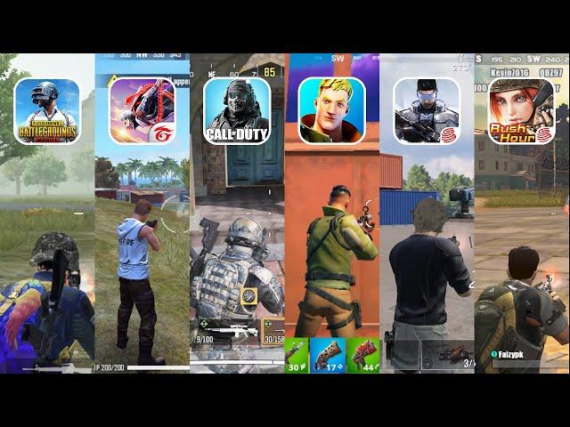 PUBG Mobile vs FREE FIRE vs Call of Duty Mobile vs Fortnite vs Cyber Hunter vs Rules of Survival |PK