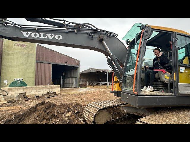 Parts stuck in Poland,  Digging more concrete up in the yard, it keeps raining