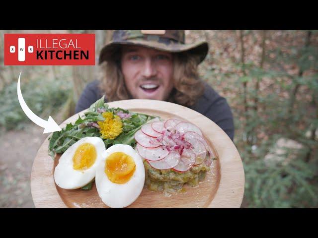 Cooking a gourmet vegetarian dish in the forest. Illegal kitchen EP.4