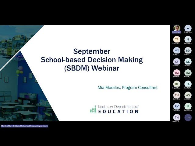 School based Decision Making (SBDM) Meeting, September 2023