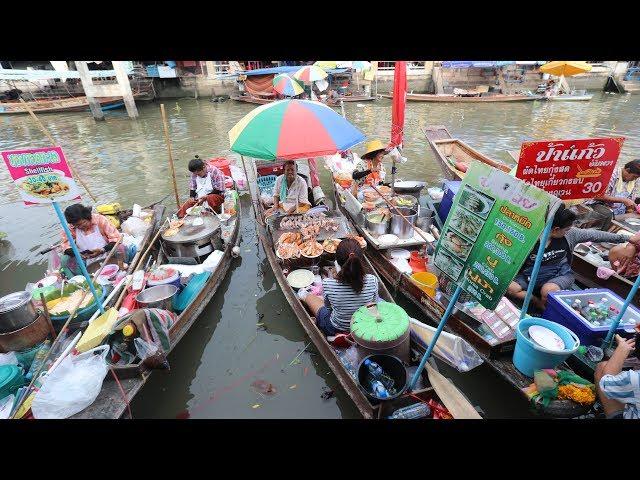 Thai FLOATING MARKET Street Food Tour Amphawa Market in Thailand