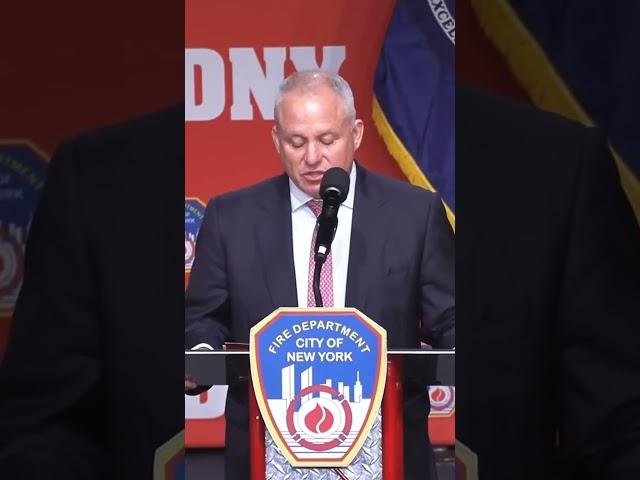 #FDNY Commissioner Robert S. Tucker addresses the new Proby Firefighters at their graduation.