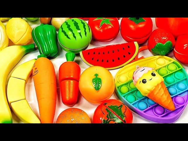 おままごと トントン 赤いものおもちゃ 野菜 果物 カット音 Cutting red fruits and red vegetables ASMR