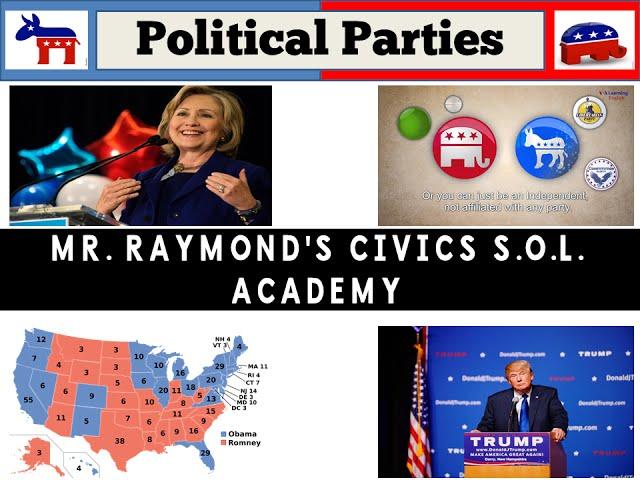 Political Parties - Functions, Similarities & Differences and Third Parties - Civics SOL