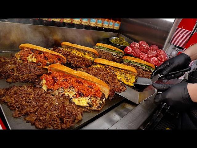 Made by a soldier!? American style meat bomb double cheese Sandwich in Korea! / Korean Street Food