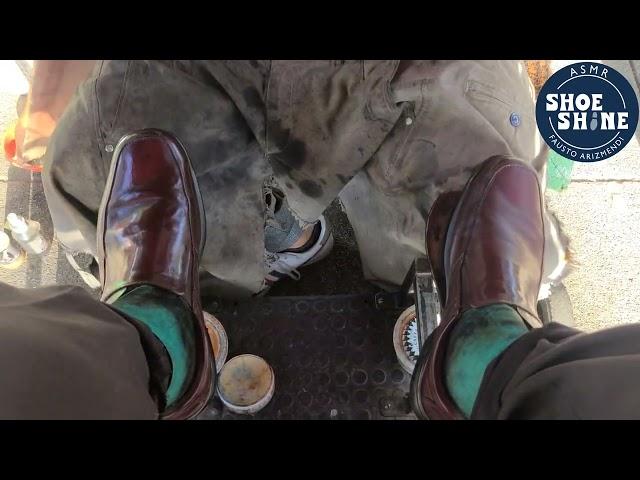 S7E133 my  Wine   shoes #ASMR #shoeshine #faustoarizmendi