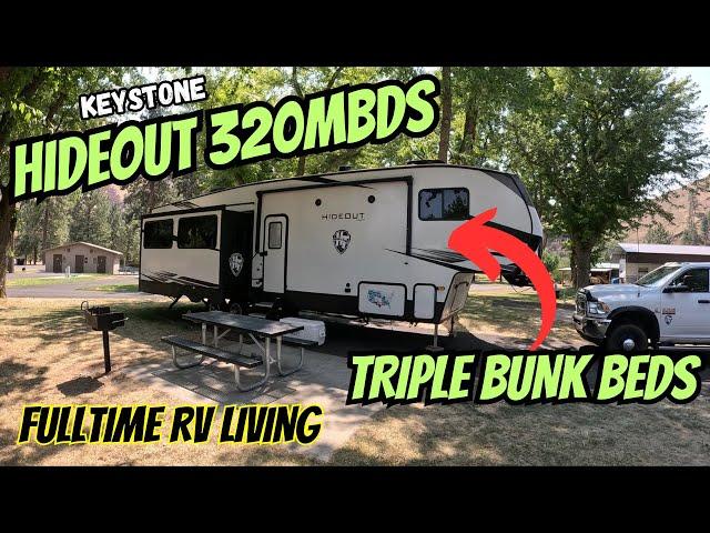 WE LIVE FULLTIME IN OUR 5TH WHEEL - 5TH WHEEL TOUR - TRIPLE BUNKS - KEYSTONE HIDEOUT 320MBDS