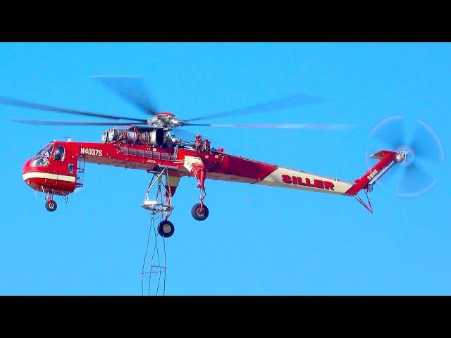 Rare Sikorsky S-64E Skycrane in Action: Epic Takeoff and Landing