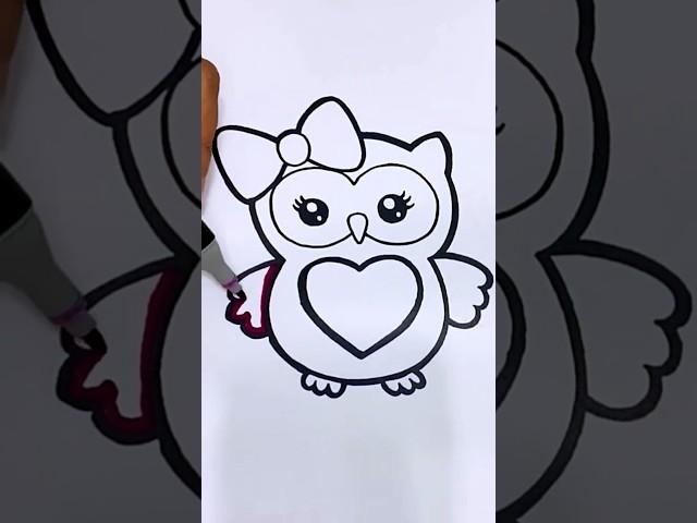 Cute Little Owl Coloring #shorts #art #shortsfeed