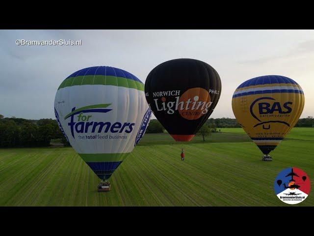 Landing PH-BBD and PH-FFB of BAS Ballonvaarten and the PH-NLC ''Cloudhopper'' at Marienvelde