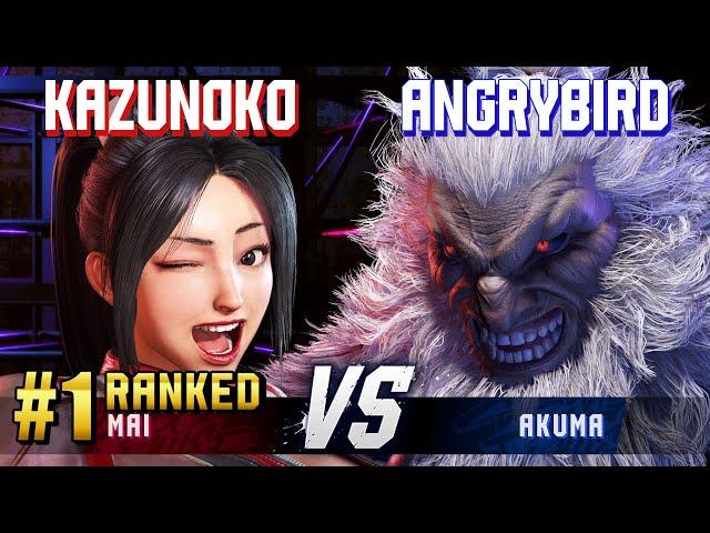 SF6 ▰ KAZUNOKO (#1 Ranked Mai) vs ANGRYBIRD (Akuma) ▰ High Level Gameplay