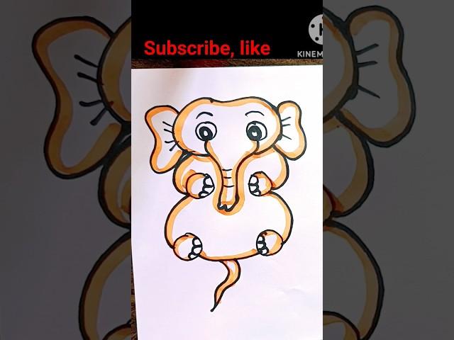 #simple and easy drawing #small elephant drawing #viral #satisfying #amala #youtubshort