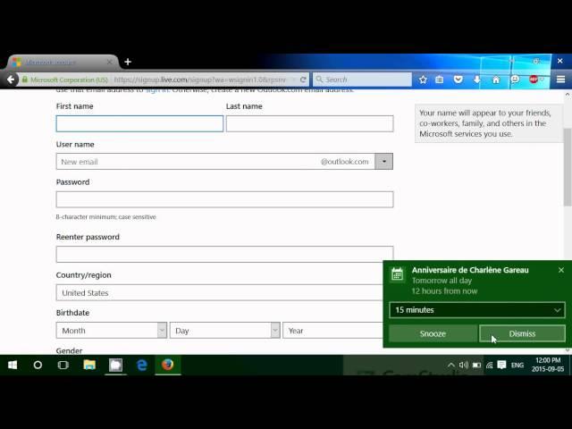 windows 10 Basics creating a Microsoft account using hotmail or outlook web page