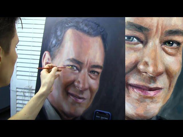 Tom Hanks portrait painting Oil portrait wall art timelapse realism