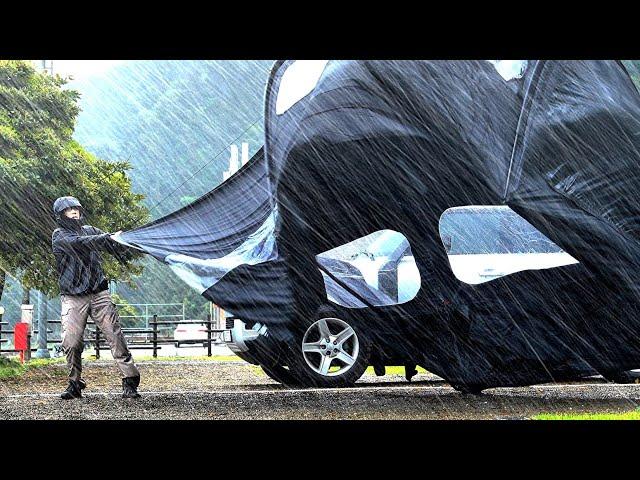 CAMPING IN TYPHOON AND HEAVY RAIN  TRAPPED ON THE ISLAND