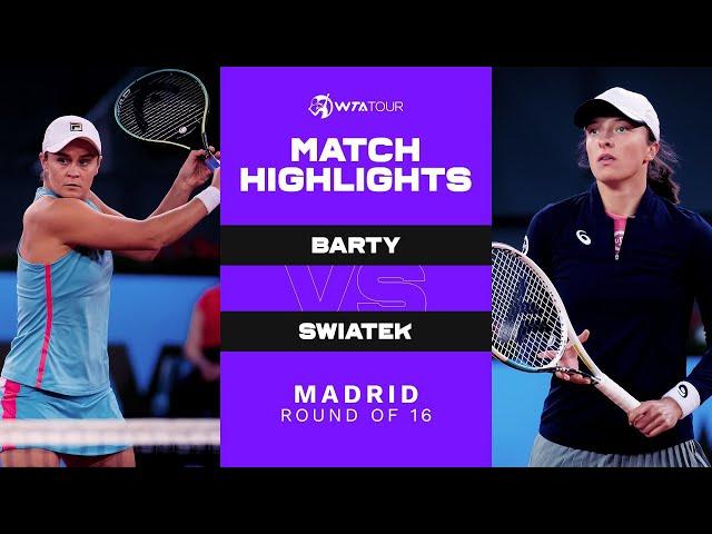 Ashleigh Barty vs. Iga Swiatek | 2021 Madrid Round of 16 | WTA Match Highlights