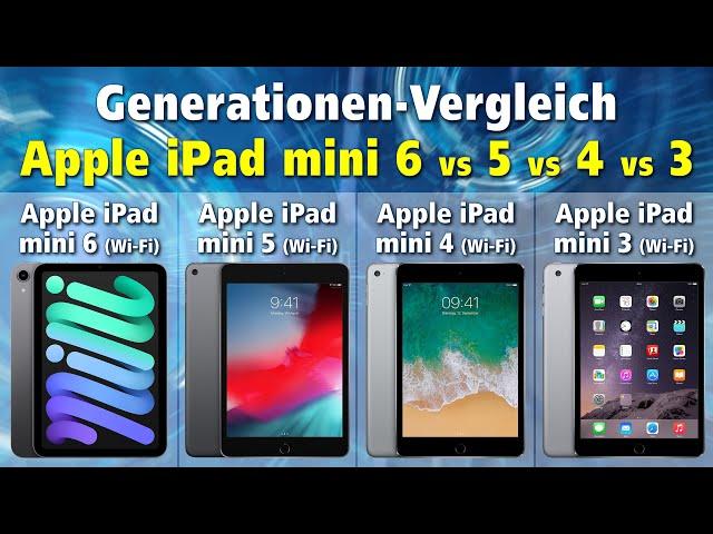 Generationenvergleich Apple iPad mini 6 vs 5 vs 4 vs 3