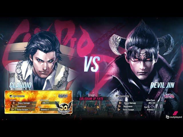 TEKKEN 8 - RYU HOUSEN (CLAUDIO) VS GLAZEDILLY (DEVIL JIN) :] HIGH RANKED MATCH