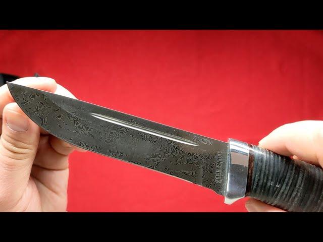 Нож БЕКАС от компании АиР Златоуст  дамаск ZD0803 / A&R Zlatoust Bekas Leather knife Damascus ZD0803