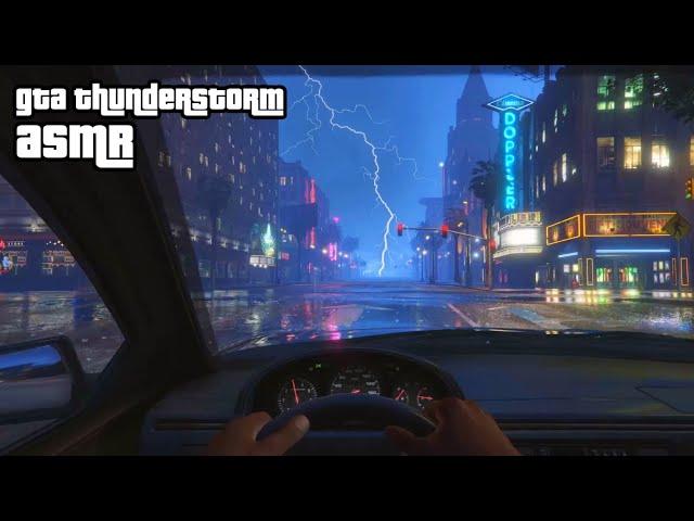 GTA ASMR ️ Driving in a Thunderstorm but you're safe and cozy ️ Close Up Ear to Ear Whispering