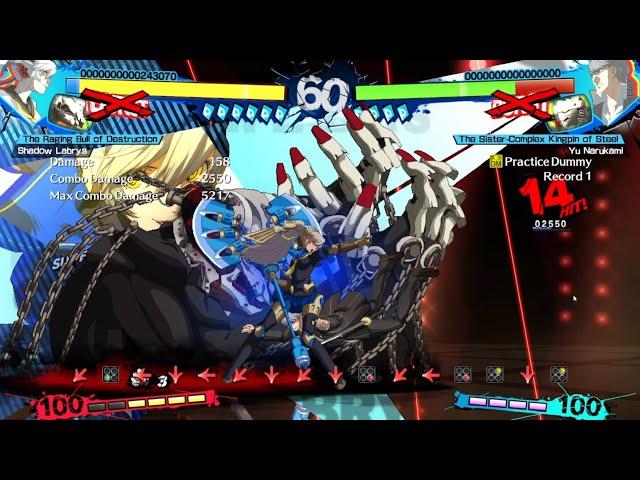 Persona 4 Arena Ultimax - Shadow Labrys Titanomachia Combo