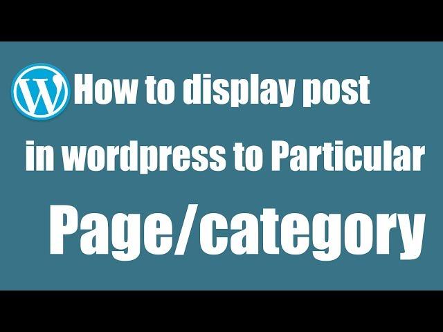 How to display post in WordPress to particular page or category