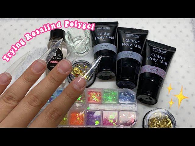 TRYING ROSALIND GLITTER POLYGEL! GLITTER STILETTO POLYGEL NAILS | Live Stream