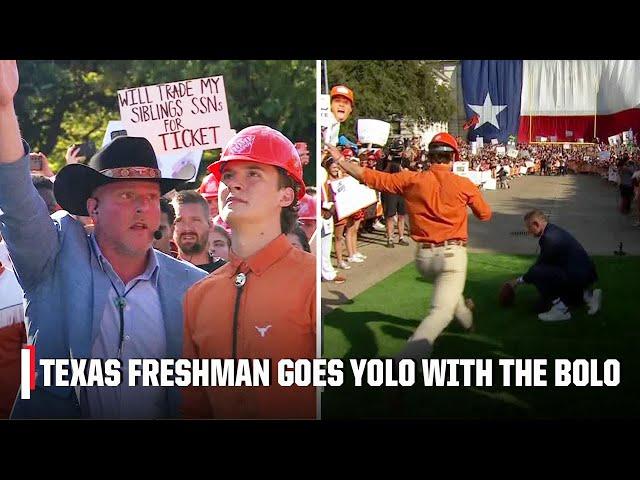 Pat McAfee's $100,000 kick contestant comes up just short in Texas | College GameDay