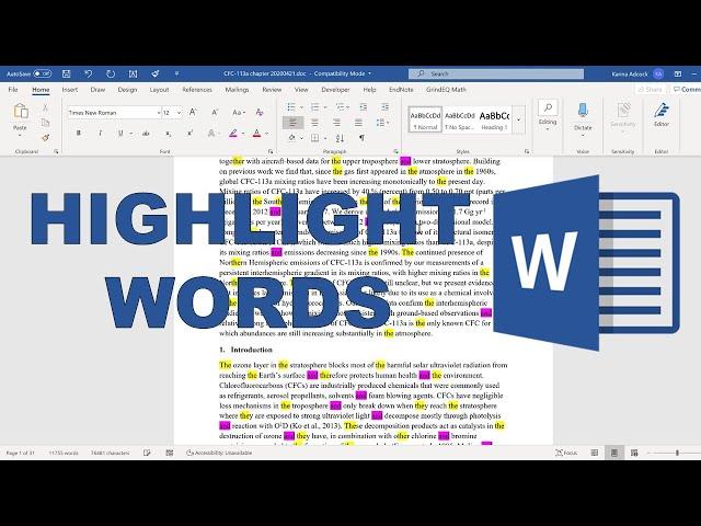 Highlight every occurrence of a word in Microsoft Word