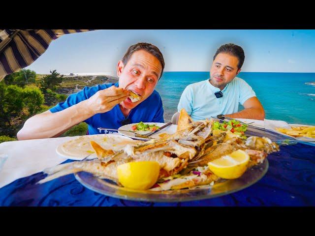 Seafood in Syria!!  FRIED FISH + Million Dollar View - Mediterranean Sea, Syria!!