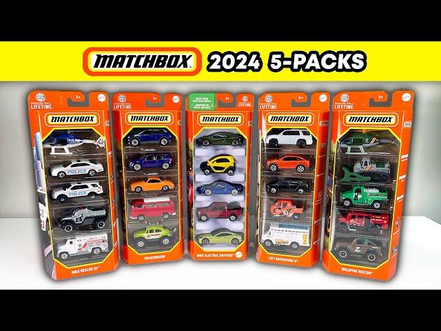 UNBOXING: 2024 Matchbox 5-Packs - MBX Electric Drivers, Volkswagen, MBX Rescue III, Wildfire Rescue