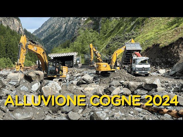 GLI EROI DI COGNE - DECINE DI ESCAVATORI AL LAVORO - ALLUVIONE COGNE #cogne #alluvione #excavator