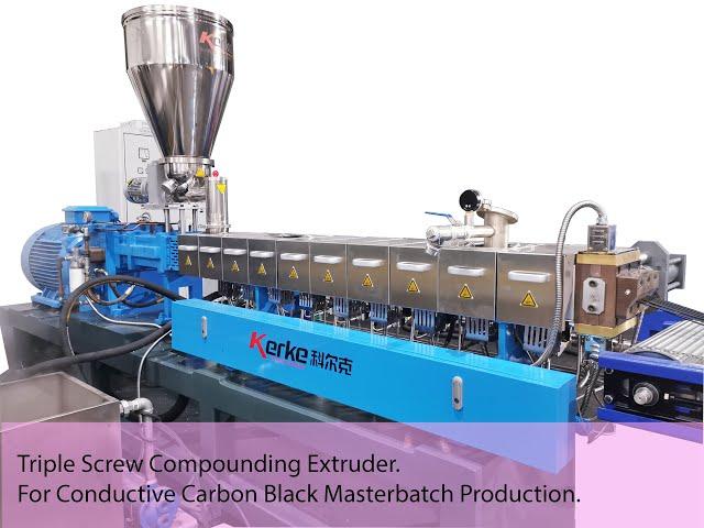 Triple Screw Compounding Extruder for Conductive Carbon Black Masterbatch Production --- Kerke