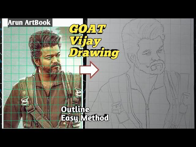 GOAT Movie Vijay Drawing Easy / The Greatest Of All Time / Goat frist look Drawing / Arun ArtBook