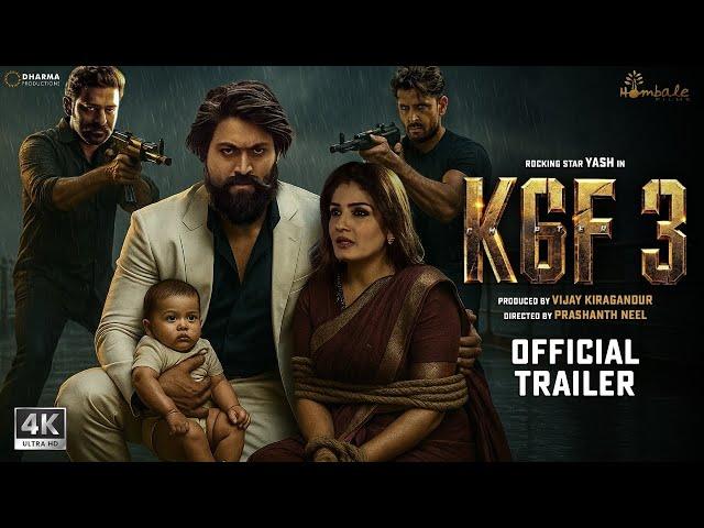 K.G.F: Chapter 3 - Official Trailer | Rocking Star Yash | Raveena | Prabhas | Hrithik | Prashanth N