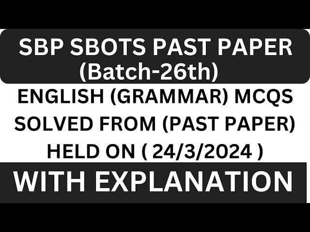 sbots(state bank officer training scheme)past paper held on24/3/2024|state bank og2 test preparation