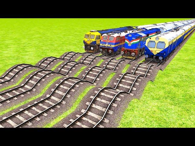 Impossible Four Weird Bumpy Rail Tracks Vs Trains Crossing - BeamNG.Drive