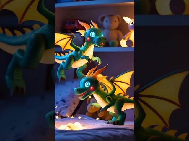 "Tiny Robot Dragons Come Alive at Night | Futuristic AI Short for Kids & Dreamers"