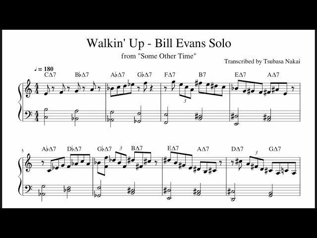 Walkin' Up - Bill Evans Solo Transcription from "Some Other Time"