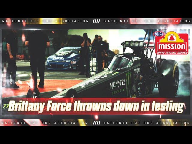 Brittany Force throws down 302.69 mph at the 1/8 during testing in Gainesville