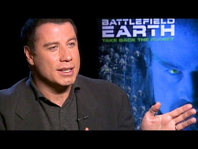 John Travolta talks about acting with his wife, Kelly Preston, in Battlefield Earth