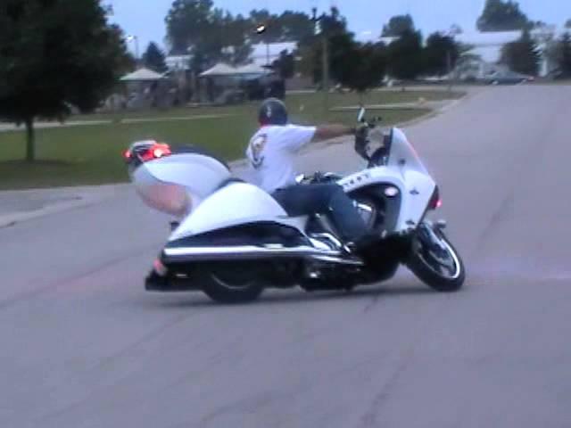 Victory Vision Police Motorcycle turns tight