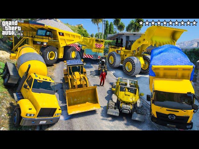 GTA 5 - Stealing HEAVY CONSTRUCTION VEHICLES with Franklin! (GTA V Real Life Cars #40)