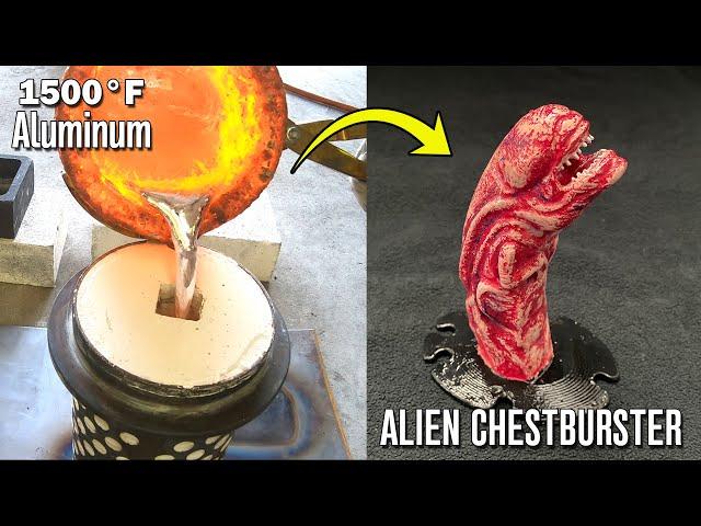 Casting An Aluminum Alien CHESTBURSTER From The Movie Aliens (Complete Build Process)