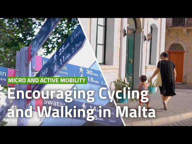 How can active travel totems promote walking and cycling in Malta?