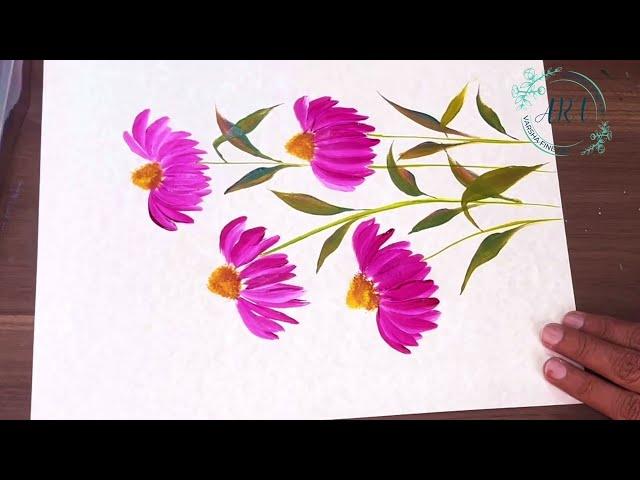 Relaxing Pink Daisies Flower Painting Tutorial | Easy Step-by-Step Art for Beginners