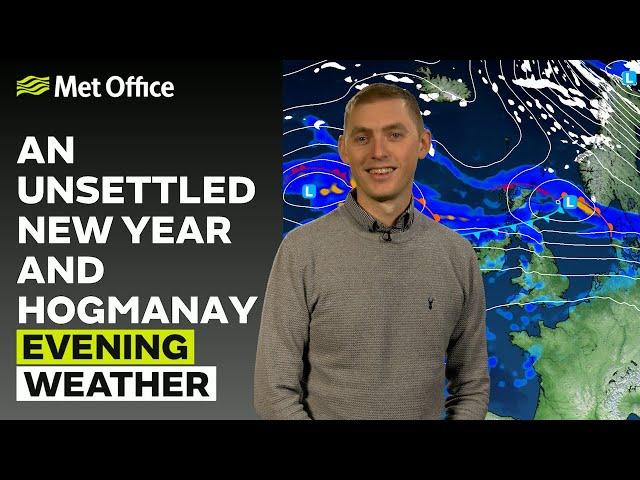 29/12/2024 - Dry in south, wet in Scotland -  Evening Weather Forecast UK – Met Office Weather